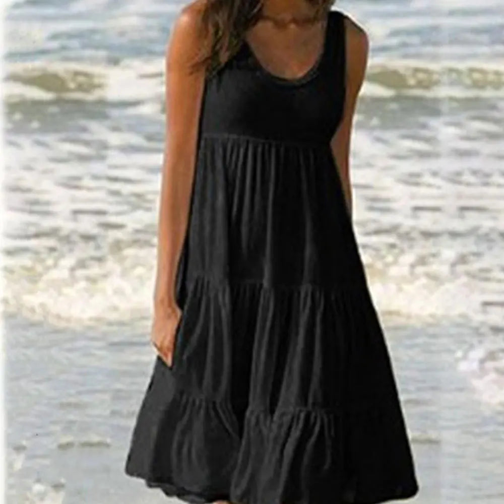 Sommerliches ärmelloses Kleid | Baumwolle | Leicht und Farbenfroh