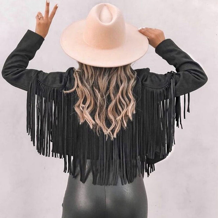 Noa Wildlederoptik Damen Fransenjacke | Western-Jacke mit Modernem Schnitt & Boho-Stil