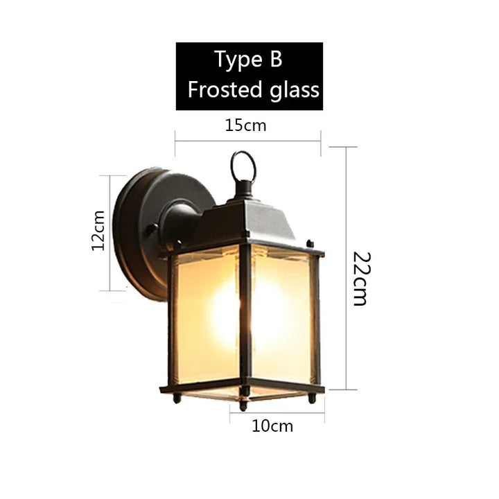 Wandleuchte für den Außenbereich | Wasserdichte Lampe E27 aus schwarzem Aluminium für Garten und Hof im Freien