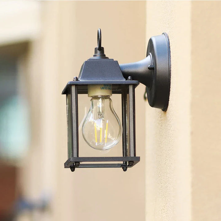 Wandleuchte für den Außenbereich | Wasserdichte Lampe E27 aus schwarzem Aluminium für Garten und Hof im Freien