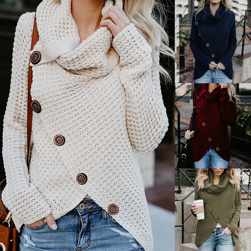 Clara | Moderner, Symmetrischer Rollkragenpullover Mit Klasse Details