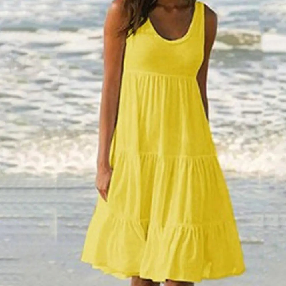 Sommerliches ärmelloses Kleid | Baumwolle | Leicht und Farbenfroh