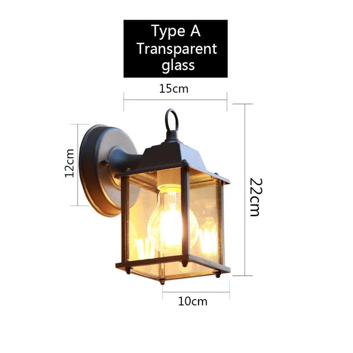 Wandleuchte für den Außenbereich | Wasserdichte Lampe E27 aus schwarzem Aluminium für Garten und Hof im Freien