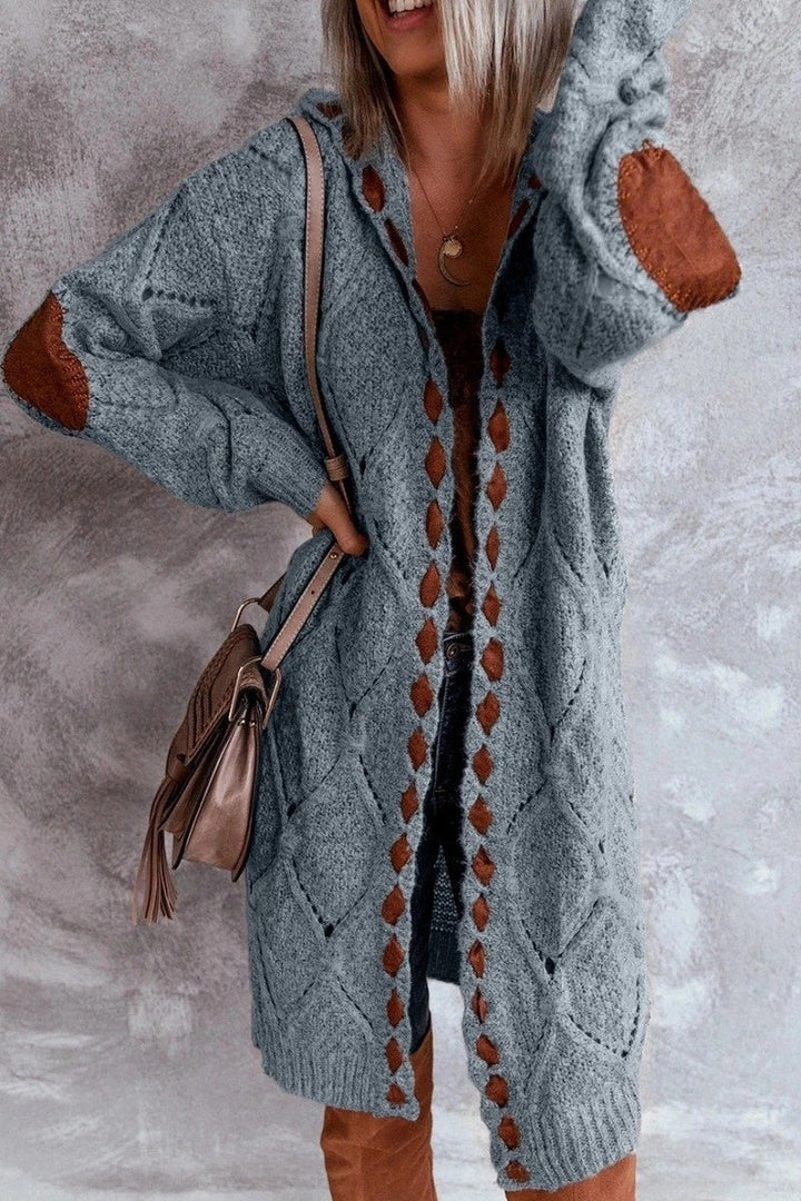 Louise - Stylische lange Strickjacke Bequem mit Kapuzenpullover