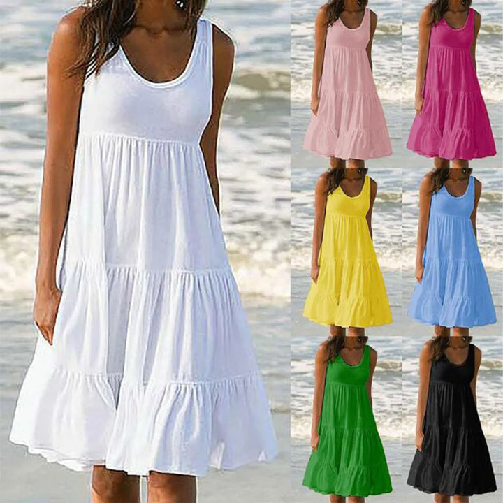 Sommerliches ärmelloses Kleid | Baumwolle | Leicht und Farbenfroh