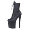 JIALUOWEI Extreme High Heels Stiefeletten für Damen | 20 cm Plateau-Schnürstiefel mit Reißverschluss