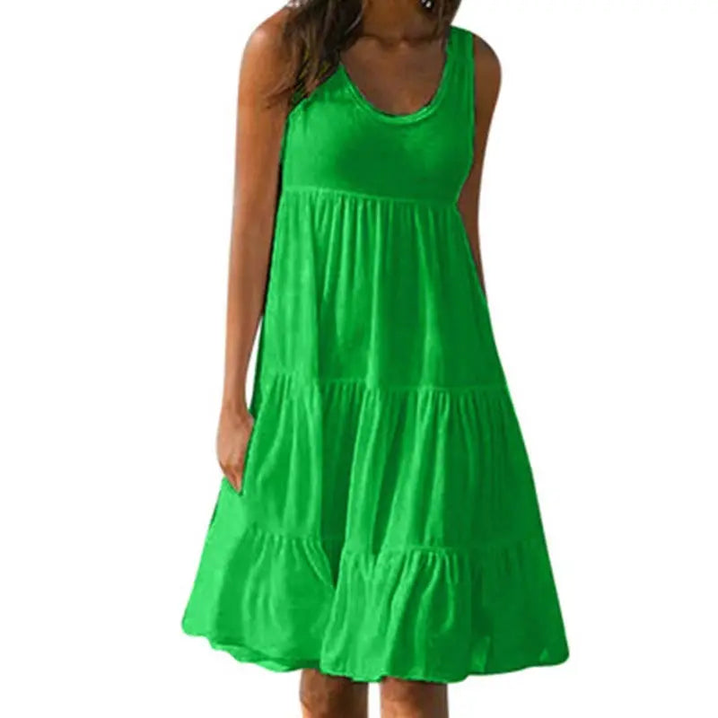 Sommerliches ärmelloses Kleid | Baumwolle | Leicht und Farbenfroh