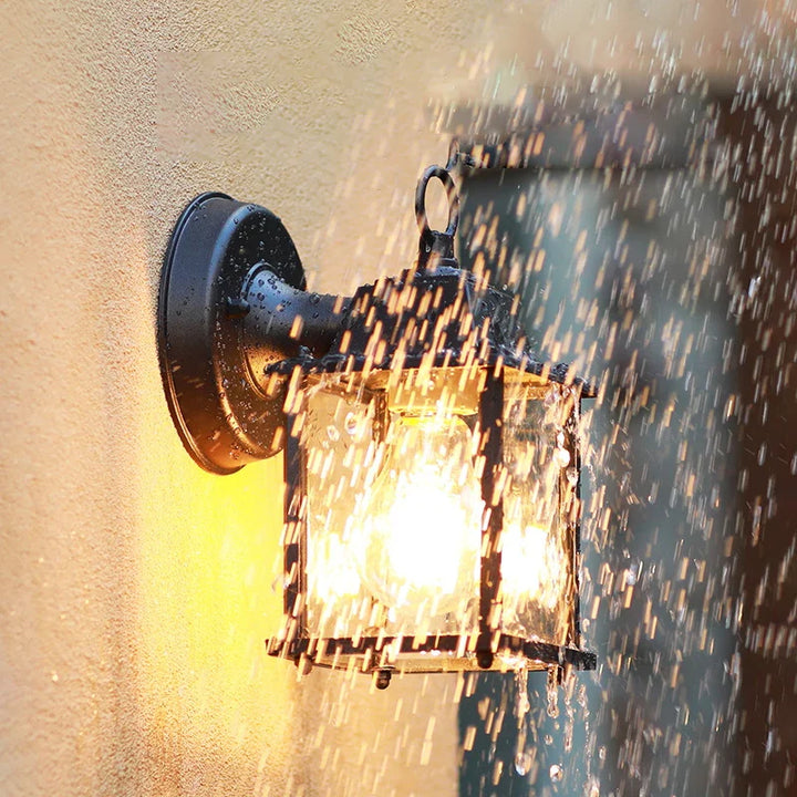 Wandleuchte für den Außenbereich | Wasserdichte Lampe E27 aus schwarzem Aluminium für Garten und Hof im Freien
