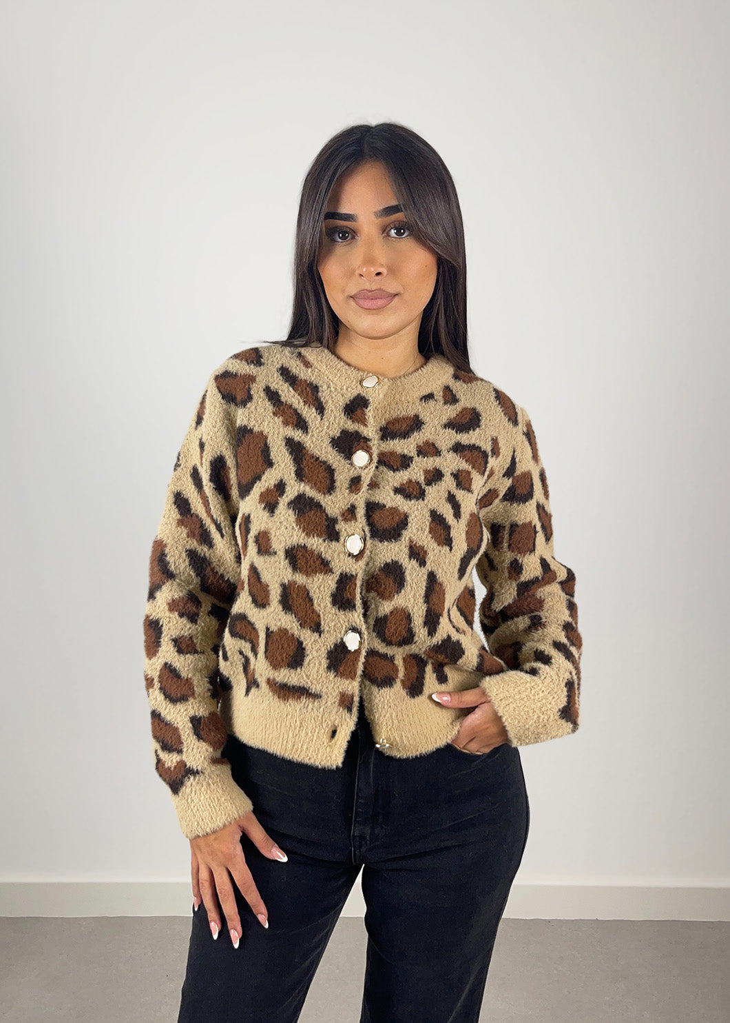 Cardigan Leoparden-Print