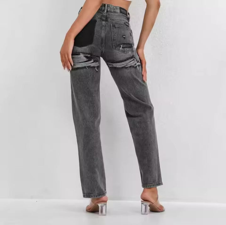 Becky Straight Leg Jeans | High-Waist mit Ripped Details