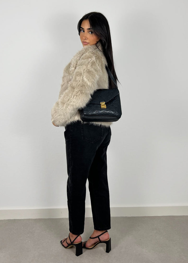 Faux Fur Jacke Beige