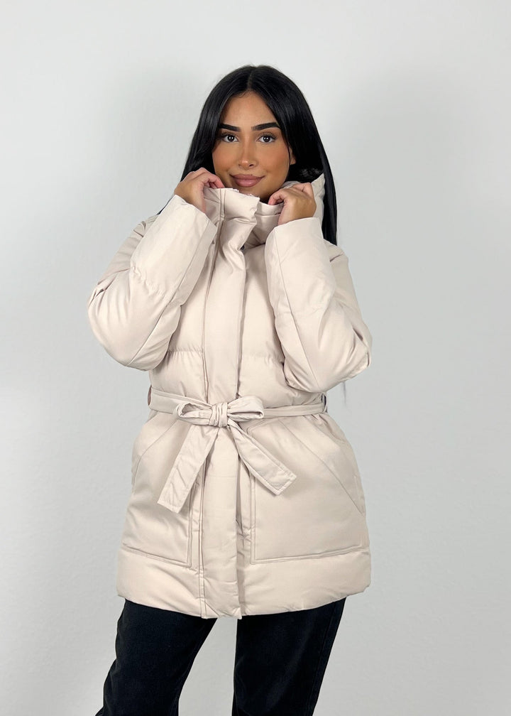 Winterjacke mit Kapuze Beige