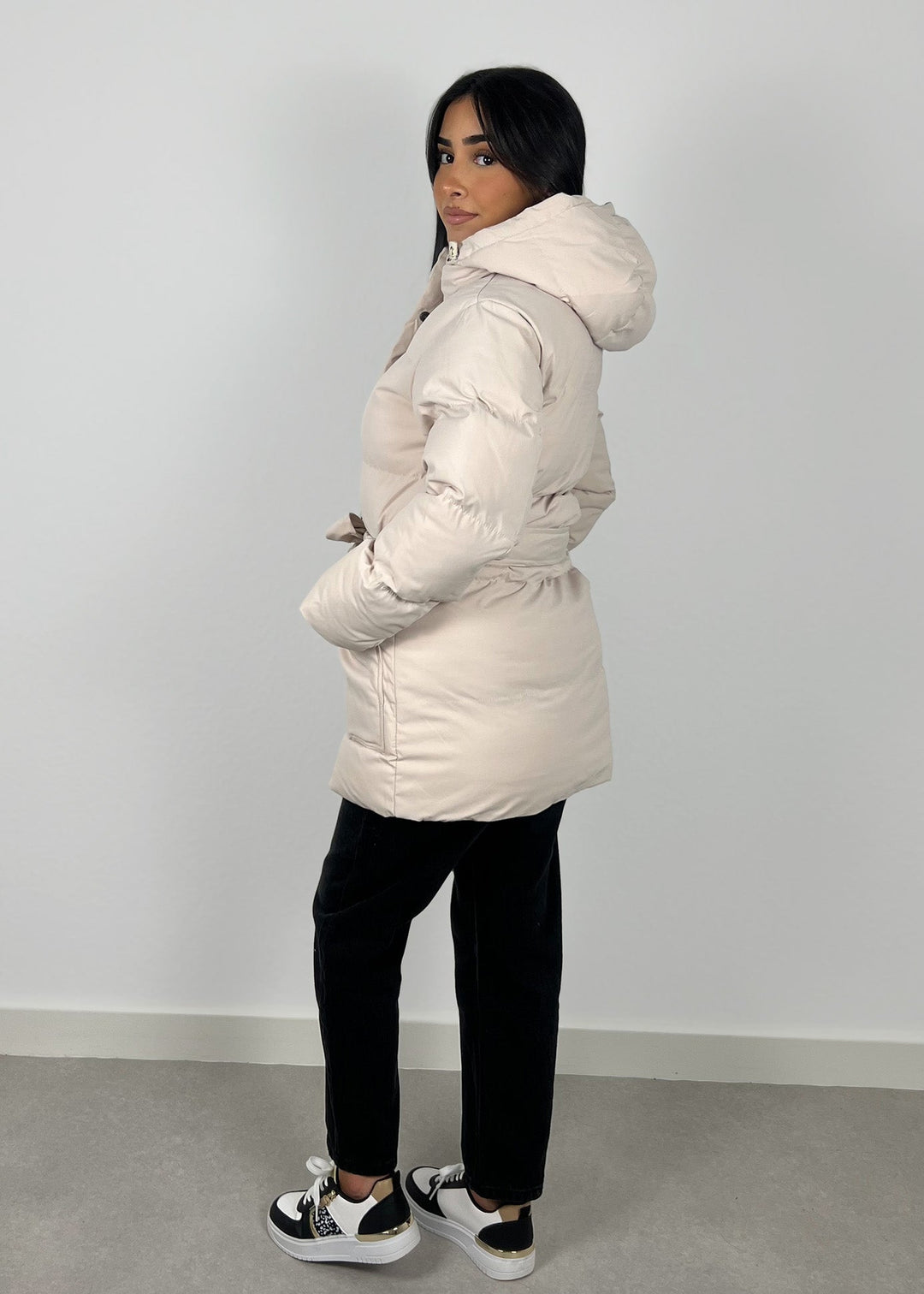 Winterjacke mit Kapuze Beige