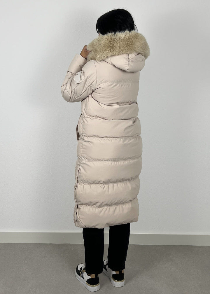 Parka mit Kunstfell Beige