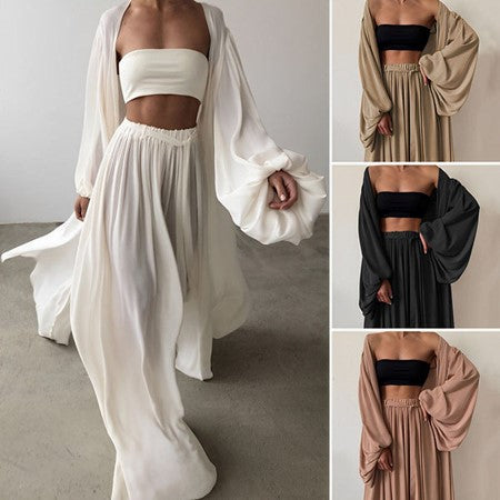 3-teiliges Damen Sommer-Outfit mit Blazer, Hose & Top – Leonie Elegantes Set