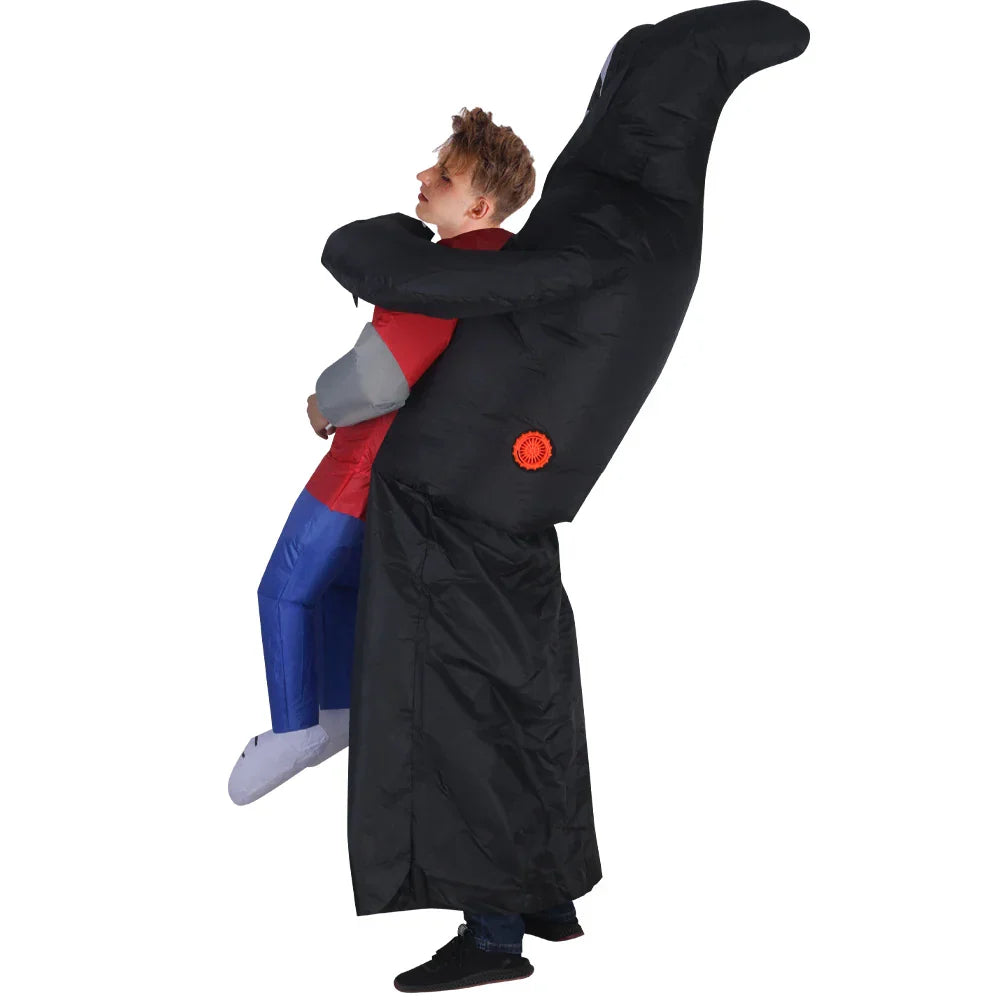 PhantomWear | Aufblasbares Kostüm Schwarzes Kleid & Geistermaske Unisex