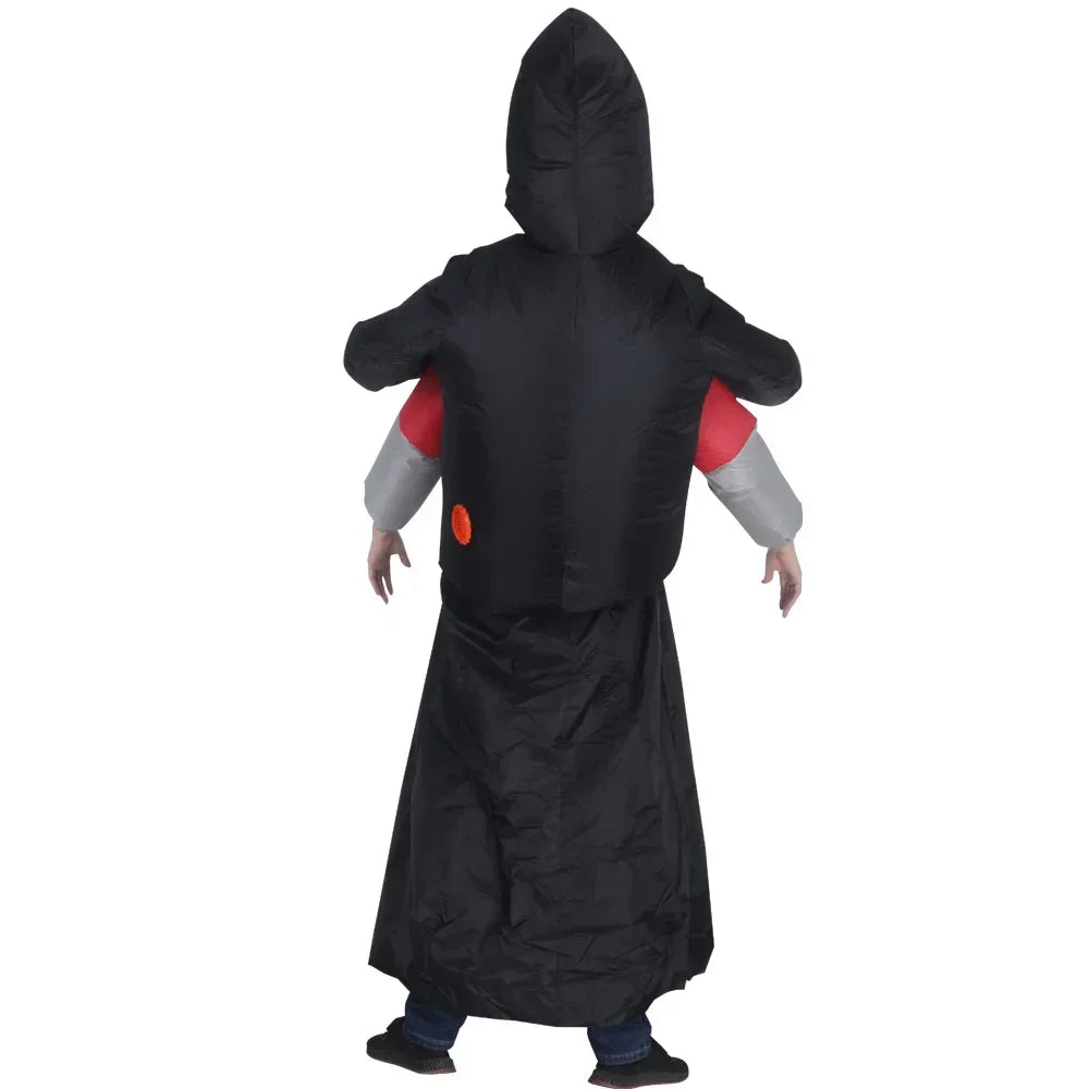 PhantomWear | Aufblasbares Kostüm Schwarzes Kleid & Geistermaske Unisex
