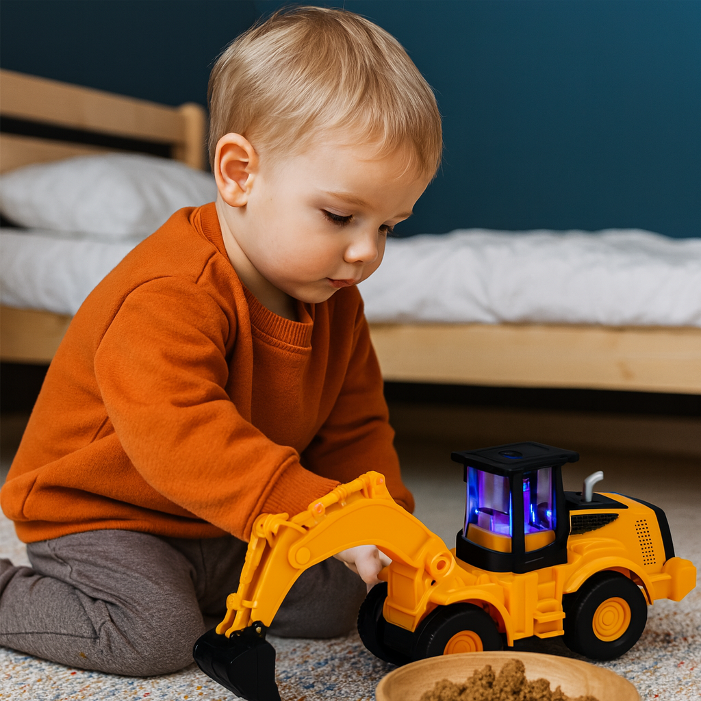 Interaktiver Bagger für Kinder | Spielzeug-LKW mit realistischen Lichtern & Geräuschen