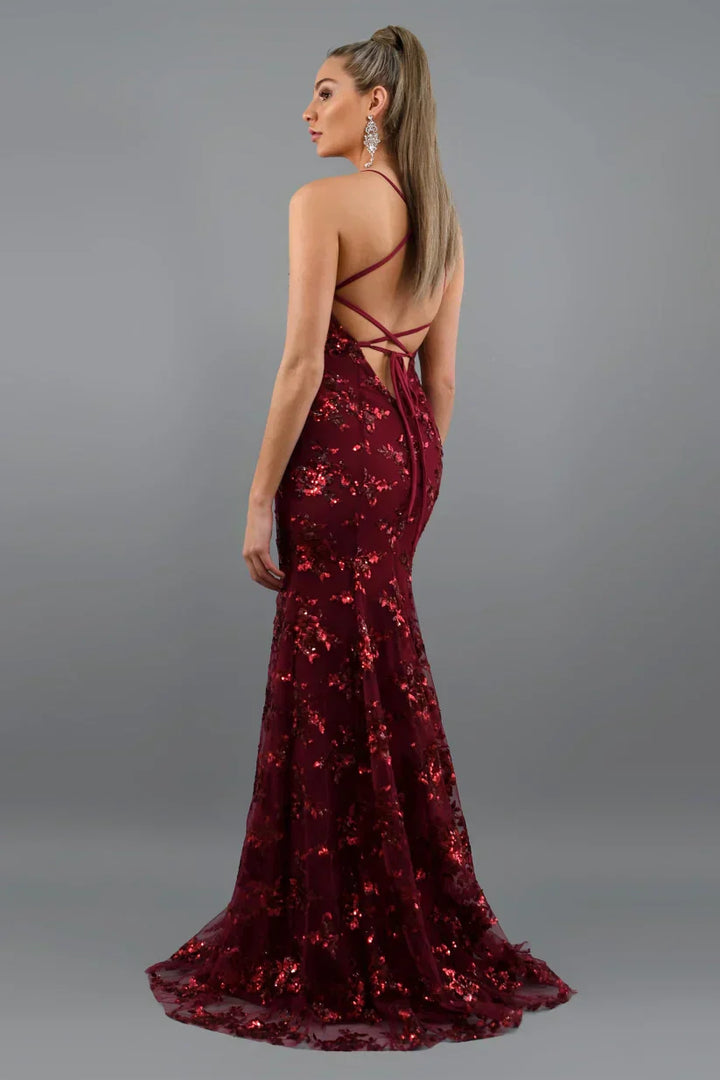 Abendkleid mit Glitzer & V-Ausschnitt | Meerjungfrauenschnitt & Pailletten für festliche Anlässe