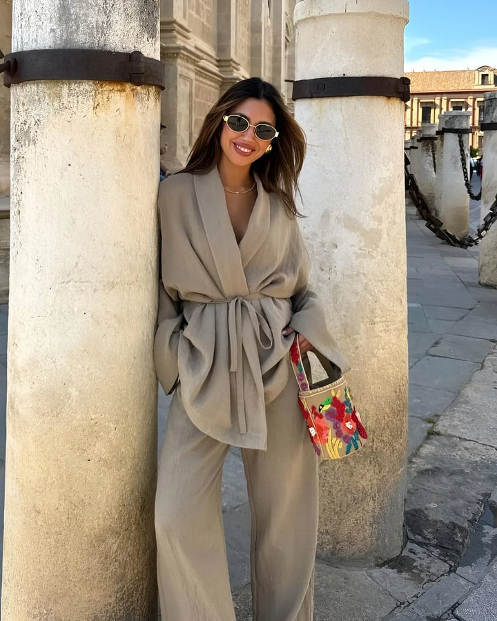 Nalani Leinen Kimono Set für Damen | Luftig, Elegant & Vielseitig für Frühling und Sommer
