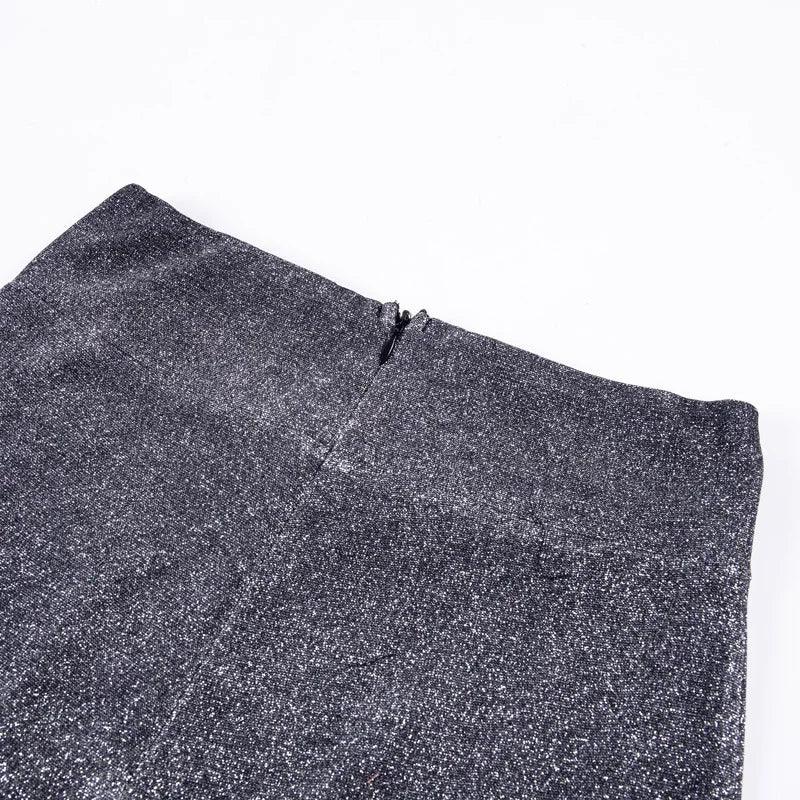 Damen Paillettenhose mit hoher Taille & weiten Beinen | Glitzernde Partyhosen