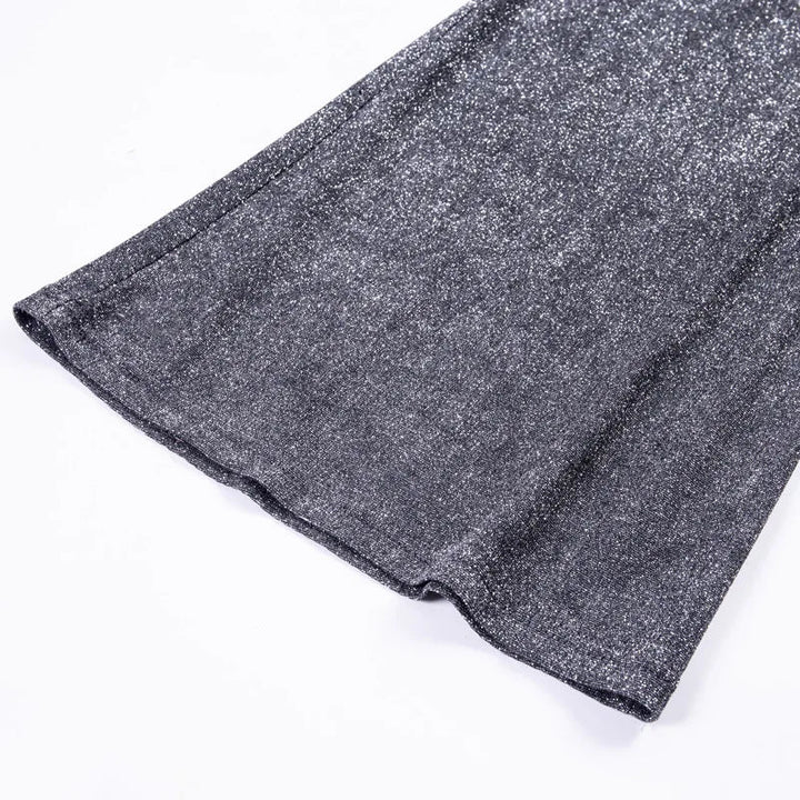 Damen Paillettenhose mit hoher Taille & weiten Beinen | Glitzernde Partyhosen