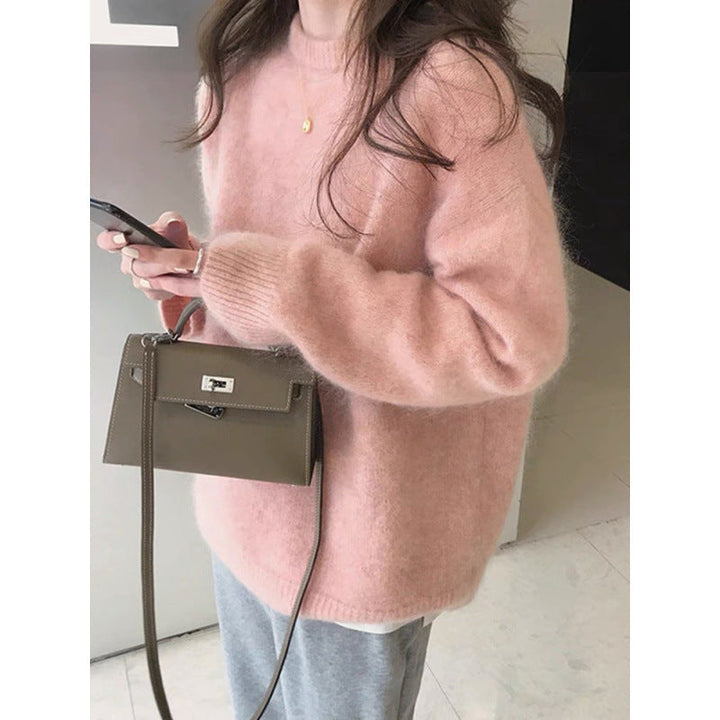 Frauen gestrickt Pullover flauschig Lovely | Pullover Rundhalsausschnitt Warm Winter