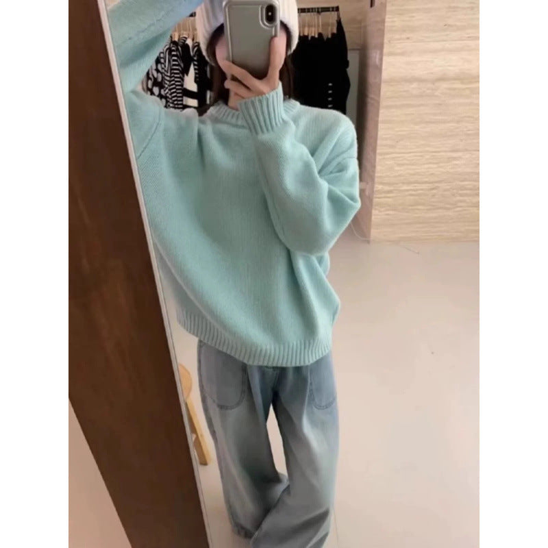 Frauen gestrickt Pullover flauschig Lovely | Pullover Rundhalsausschnitt Warm Winter