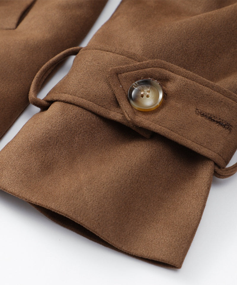 Damen Trenchcoat aus Wildlederimitat | Eleganz und Komfort mit verstellbarem Gürtel