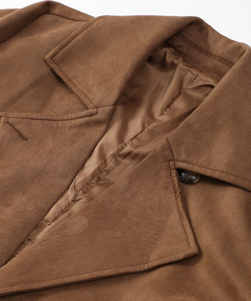 Damen Trenchcoat aus Wildlederimitat | Eleganz und Komfort mit verstellbarem Gürtel