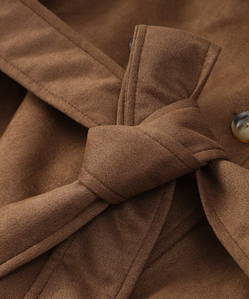 Damen Trenchcoat aus Wildlederimitat | Eleganz und Komfort mit verstellbarem Gürtel