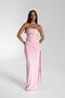 Serena Maxikleid für Damen | Trägerloses Abendkleid mit Schleife & Schlitz in Cavalli-Stretch