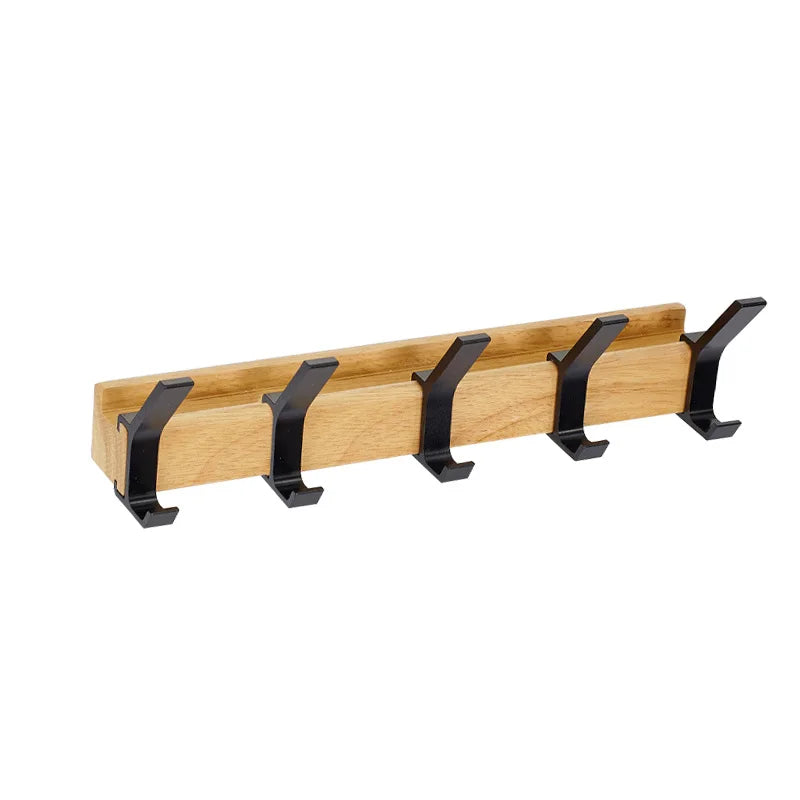 Skandinavische Wandgarderobe mit Doppelhaken | Hevea-Holz & Aluminium