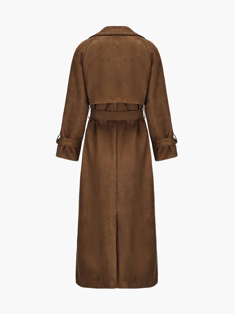 Damen Trenchcoat aus Wildlederimitat | Eleganz und Komfort mit verstellbarem Gürtel