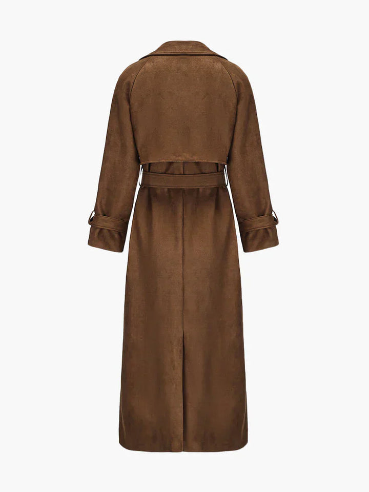 Damen Trenchcoat aus Wildlederimitat | Eleganz und Komfort mit verstellbarem Gürtel