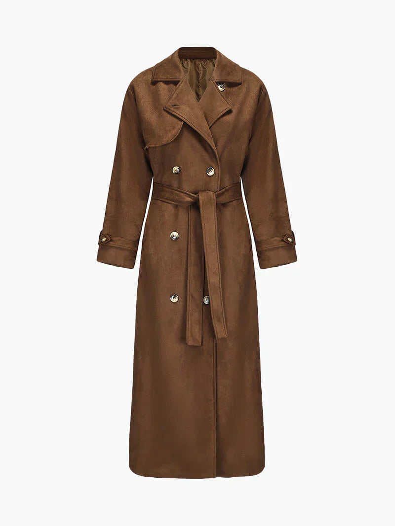 Damen Trenchcoat aus Wildlederimitat | Eleganz und Komfort mit verstellbarem Gürtel