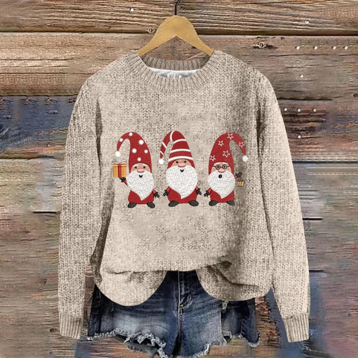 Damen Weihnachtspullover gestrickt | Weihnachtsmann Design Baumwollmischung