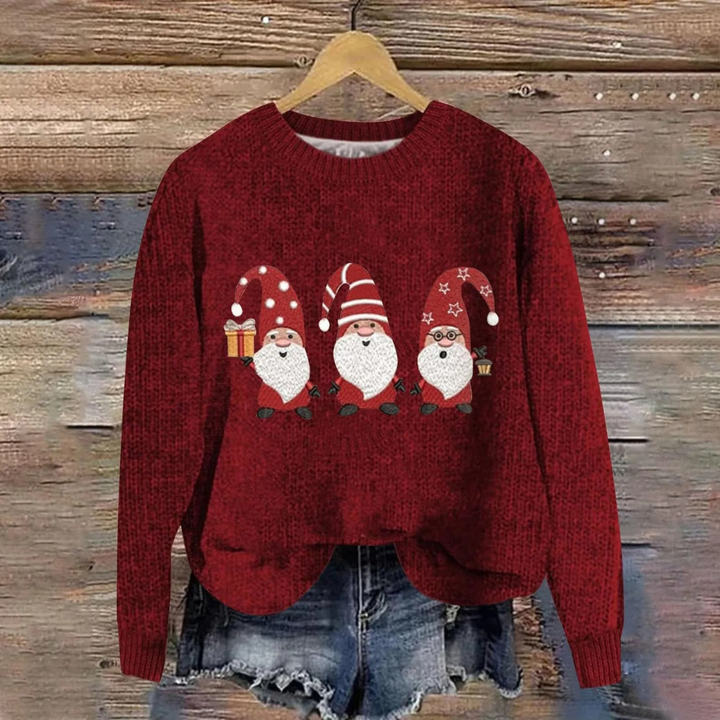 Damen Weihnachtspullover gestrickt | Weihnachtsmann Design Baumwollmischung