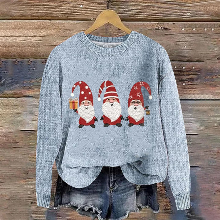 Damen Weihnachtspullover gestrickt | Weihnachtsmann Design Baumwollmischung
