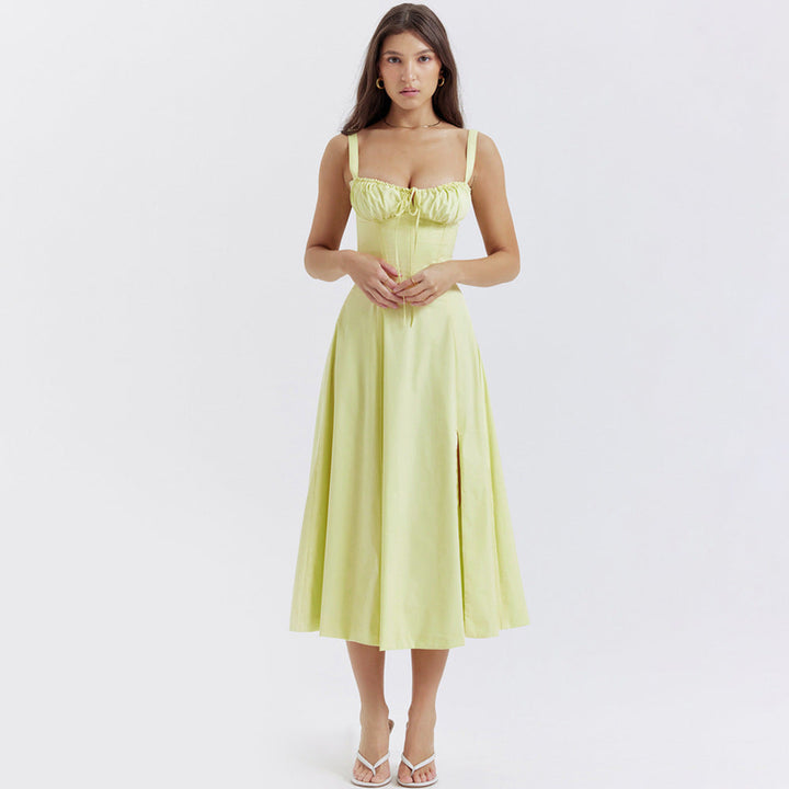 Korsett-Midikleid mit Schlitz | Elegante Passform | Verstellbare Träger