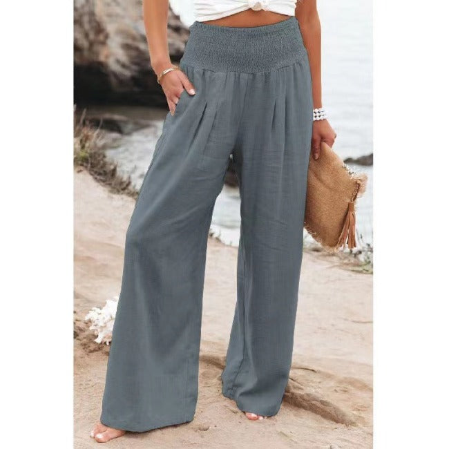 Maren Damenhose aus Baumwoll-Leinen | Weite Hose mit hoher Taille & lockerer Passform