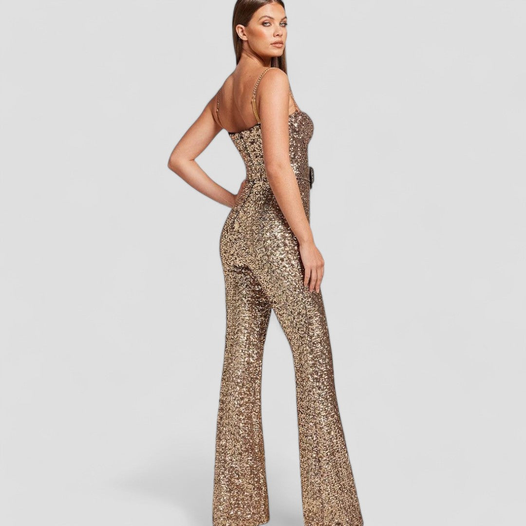 Isobel Damen Jumpsuit mit Pailletten | Elegantes Design mit Weitem Bein für Abendanlässe