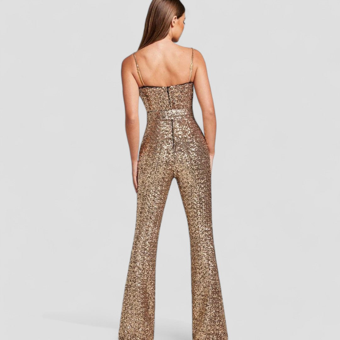 Isobel Damen Jumpsuit mit Pailletten | Elegantes Design mit Weitem Bein für Abendanlässe