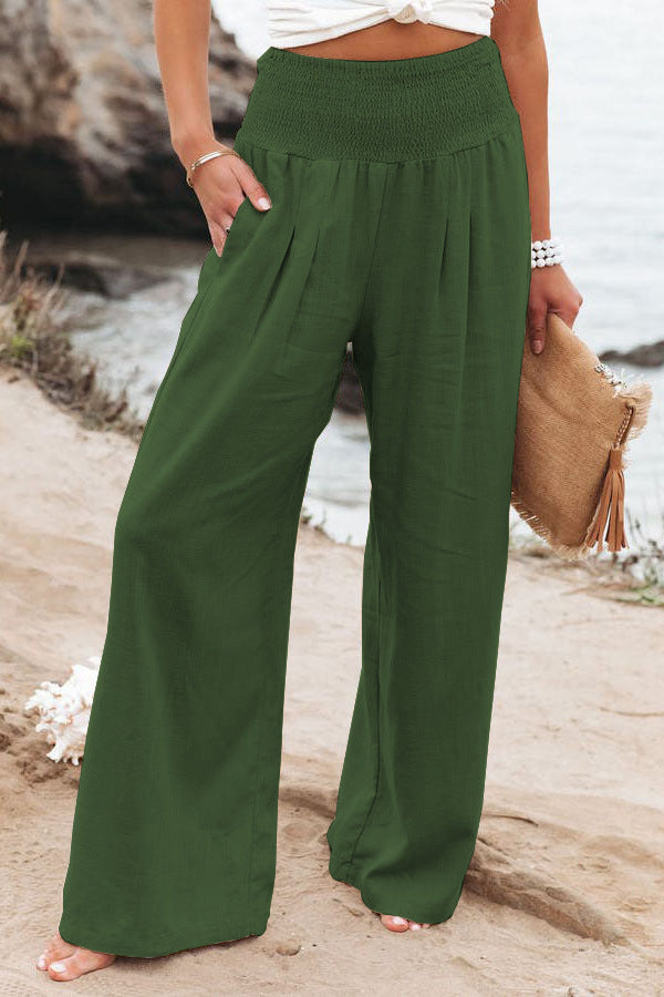 Maren Damenhose aus Baumwoll-Leinen | Weite Hose mit hoher Taille & lockerer Passform
