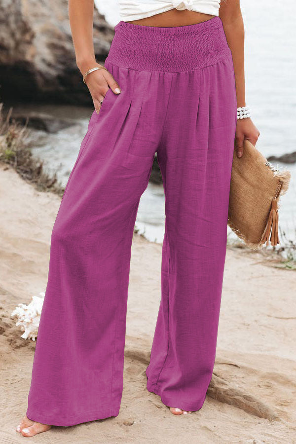 Maren Damenhose aus Baumwoll-Leinen | Weite Hose mit hoher Taille & lockerer Passform