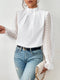Fiona Damen Bluse mit Chiffondetail | Elegante Langarmbluse mit halbem Stehkragen