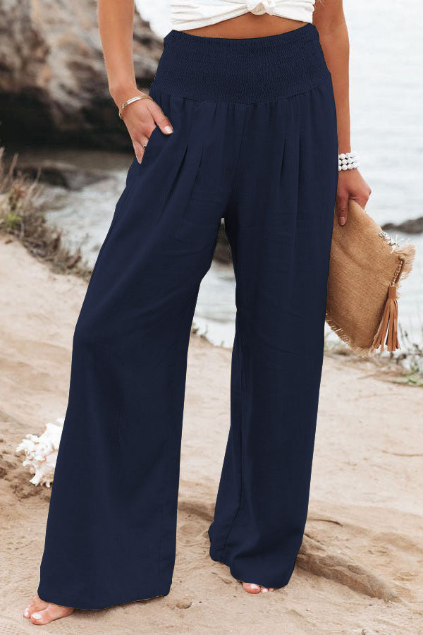 Maren Damenhose aus Baumwoll-Leinen | Weite Hose mit hoher Taille & lockerer Passform