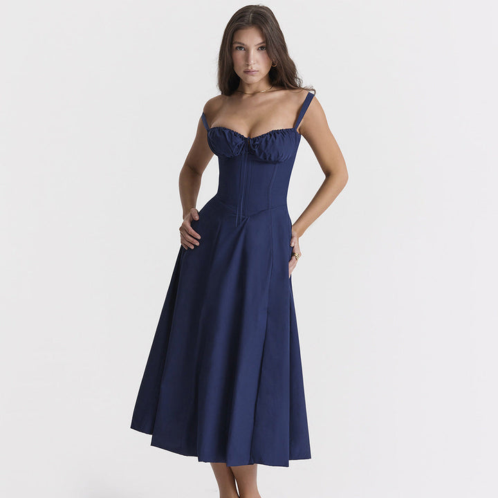 Korsett-Midikleid mit Schlitz | Elegante Passform | Verstellbare Träger