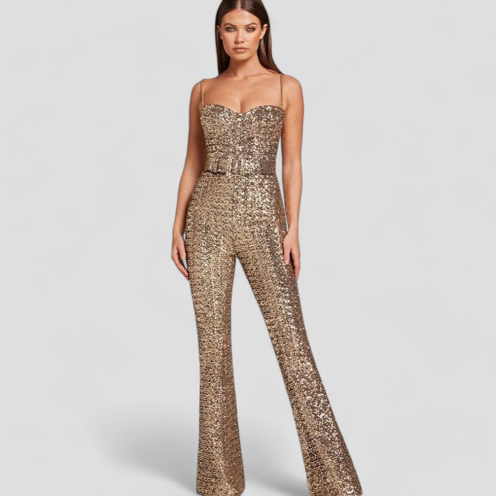 Isobel Damen Jumpsuit mit Pailletten | Elegantes Design mit Weitem Bein für Abendanlässe
