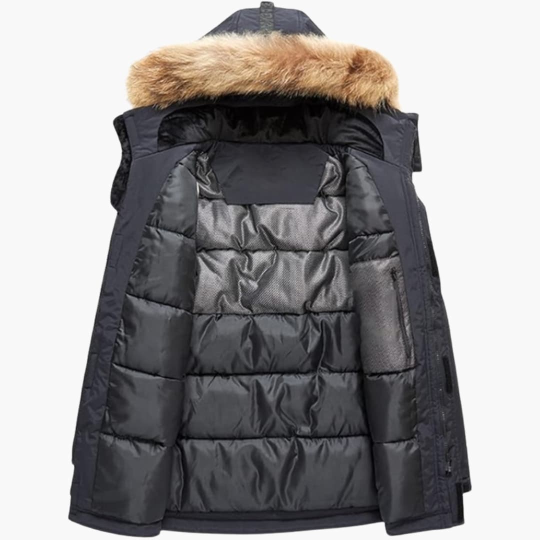 Parka Männer Winter | Kapuze Kunstpelz Viele Taschen Warm